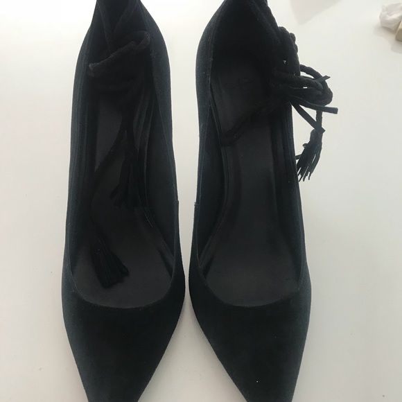 Joie Angelynn Black Suede Wrap-around Heels - Picture 2 of 8